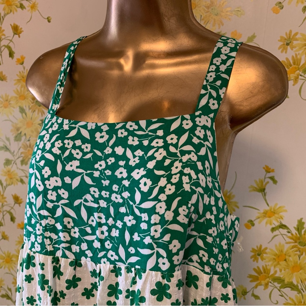 NWT Green Ditsy Floral Midi Dress size M - Picture 4 of 11